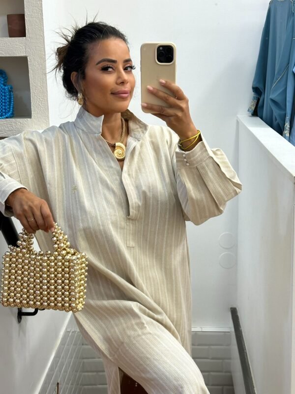 Robe colle officier lin tisse épais