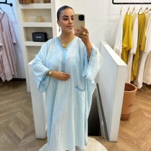 Gandoura Lin filé Bleu ciel